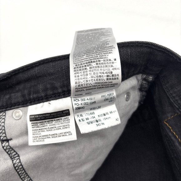 2013 Levi's 514 Black Wash Relaxed Straight Leg Denim Jeans 35x30 Actually 36x29 - Picture 6 of 13